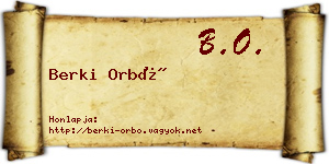 Berki Orbó névjegykártya